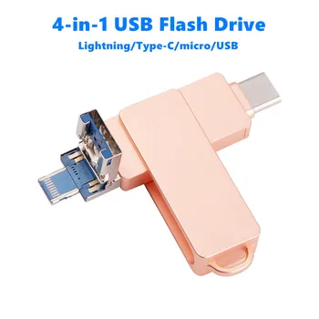 Флэш-накопитель USB3.0 128 ГБ Флеш-накопитель для iPhone X/ XR / XS/11/8/7/ iPad 256/512 ГБ OTG USB Memory Stick Внешнее запоминающее устройство для ios