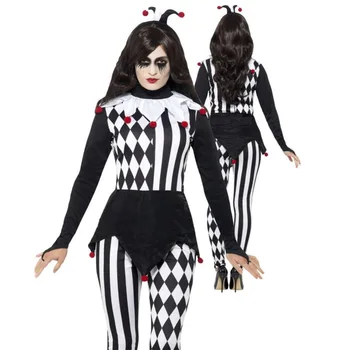 Черно-белый Забавный Костюм Клоуна Для Взрослых Женщин, Косплей На Хэллоуин, Цирковой Клоун, комбинезон, Маскарадный наряд для вечеринки, костюм