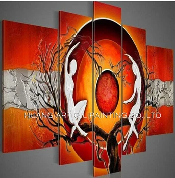 Чистая Группа абстрактных картин маслом ручной работы для Украшения гостиной Танцоры на дереве Холст Современная настенная живопись