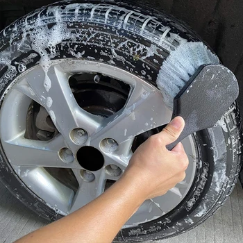 Щетка для чистки автомобильных колес с короткой ручкой, безвредные щетки для мытья обода шины, аксессуары для автомойки, инструмент для технического обслуживания