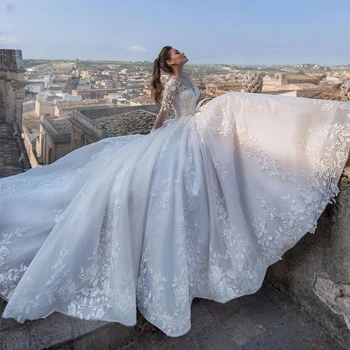 Элегантные Свадебные Платья Для Женщин 2023, Расшитые бисером Аппликации, Сексуальное Свадебное Платье Принцессы на Шнуровке С V-образным вырезом, Vestidos De Novia